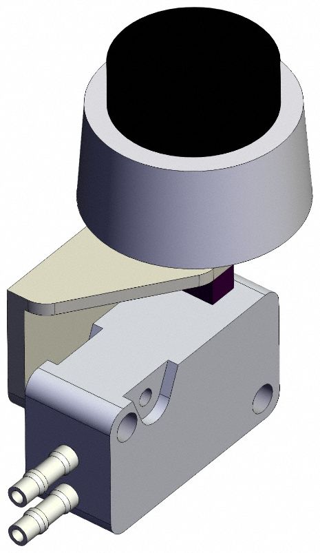 Shuttle Valve: VM1000 Series, Extended Button Actuator, 3 Ports, 4 mm Push-On, Side-Ported Body