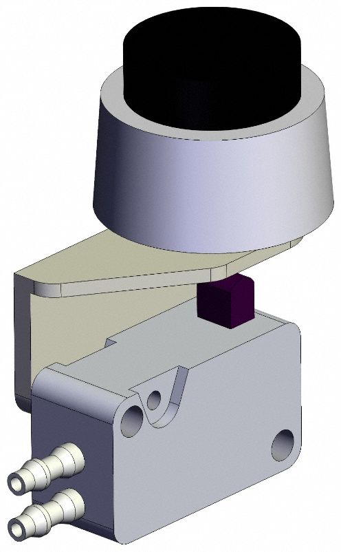 Shuttle Valve: VM1000 Series, Extended Button Actuator, 3 Ports, 4 mm Push-On, Side-Ported Body