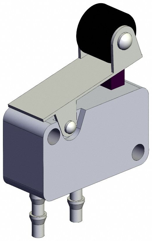 Shuttle Valve: VM1000 Series, Roller Actuator, 3 Ports, 4 mm Push-On, Bottom-Ported Body