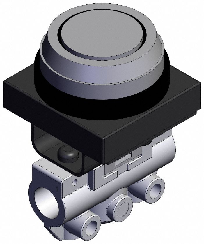 Shuttle Valve: VM100 Series, Flush Button Actuator, 2 Ports, 1/8 in BSPT, Side-Ported Body