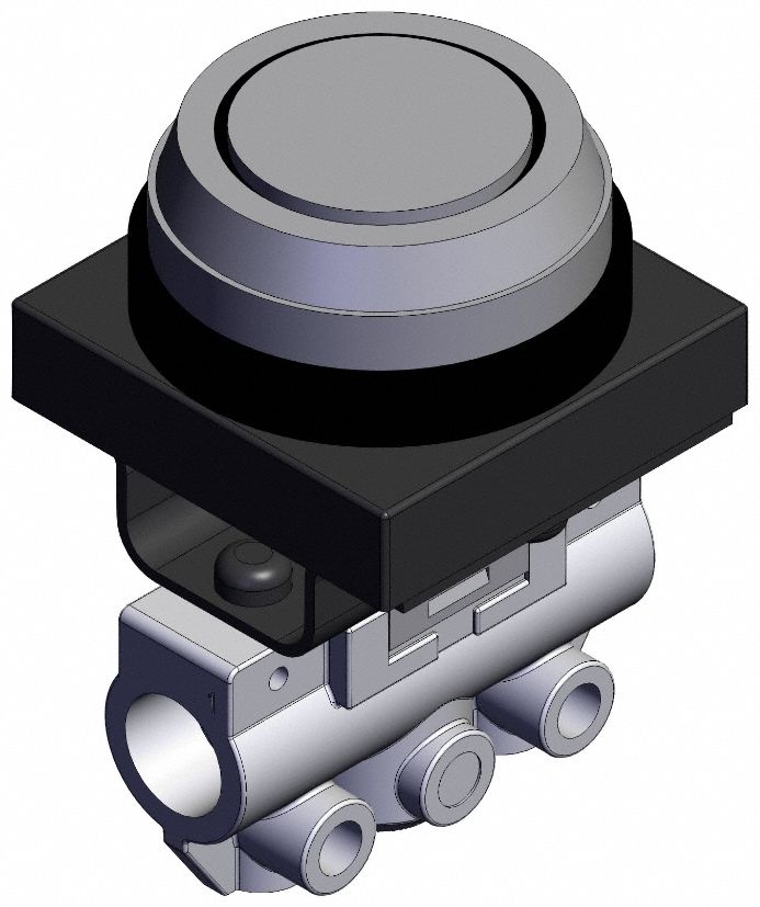 Mechanical Valve: VM100 Series, Flush Button Actuator, 2 Ports, 1/8 in NPT, Side-Ported Body