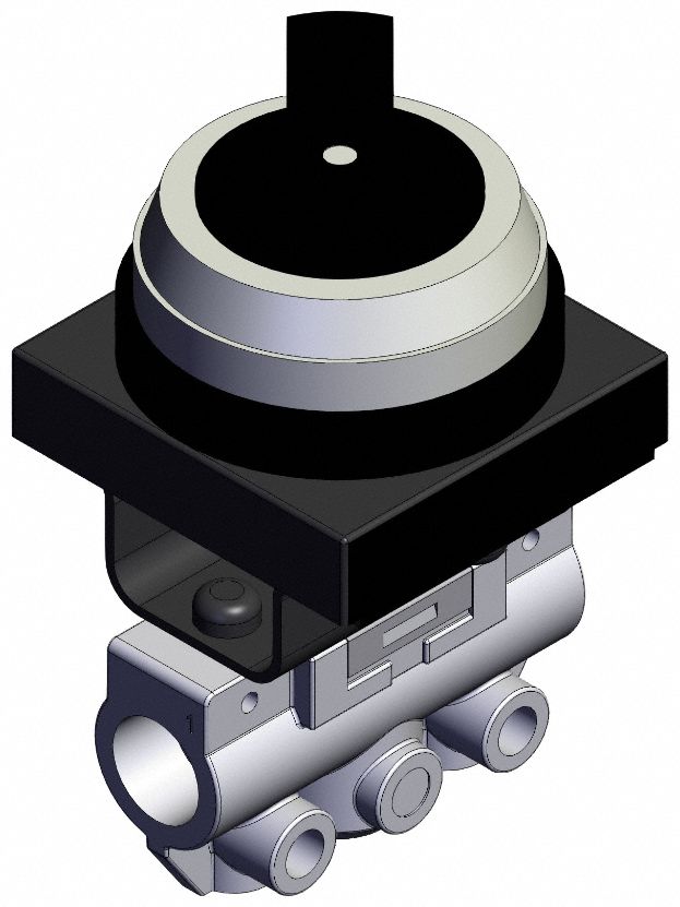 Shuttle Valve: VM100 Series, 2 Position Twist Actuator, 2 Ports, 1/8 in NPT, Side-Ported Body