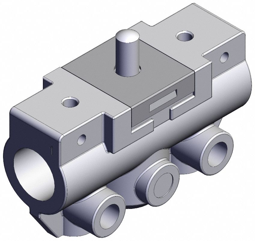 Shuttle Valve: VM100 Series, Basic Plunger Actuator, 3 Ports, 1/8 in BSPP, Side-Ported Body