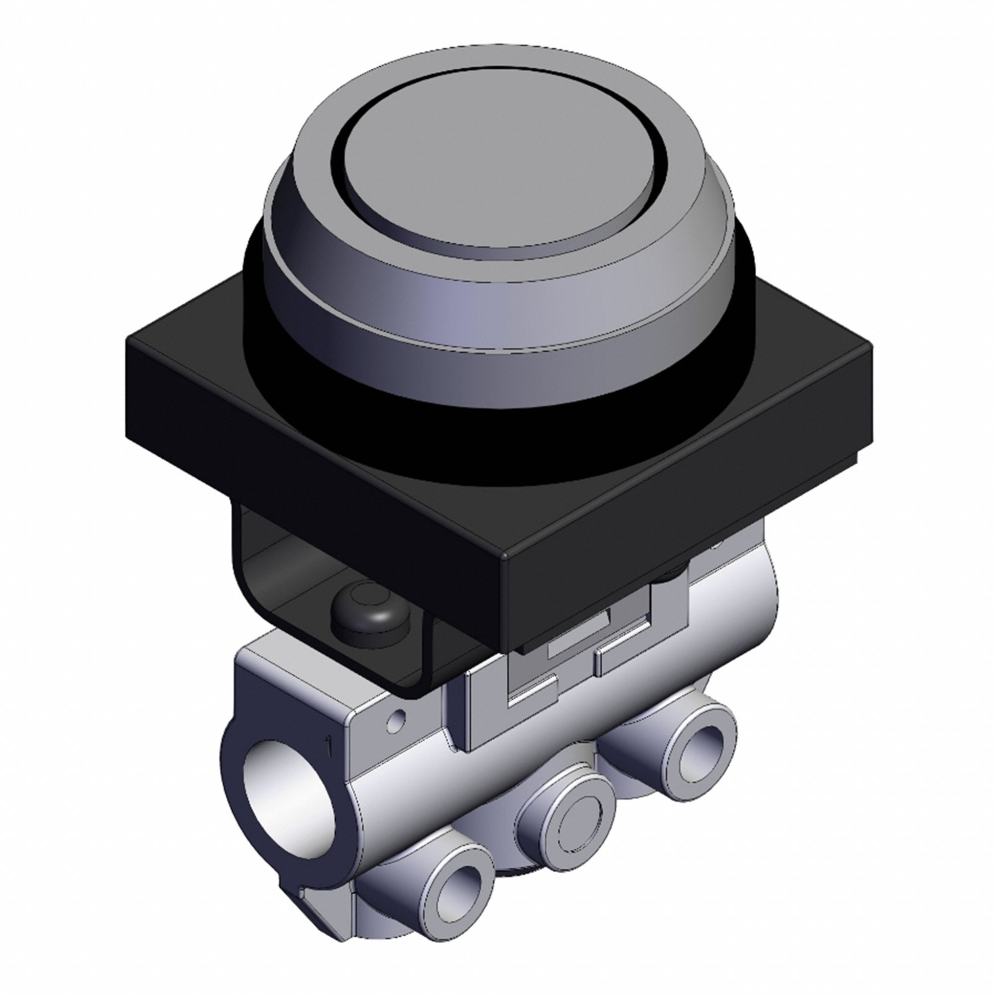 Shuttle Valve: VM100 Series, Flush Button Actuator, 3 Ports, 1/8 in BSPP, Side-Ported Body