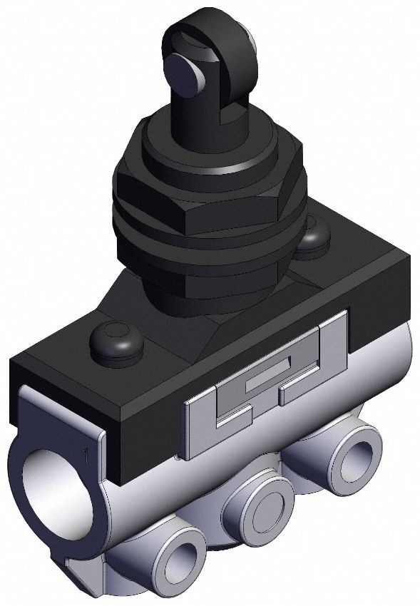 Shuttle Valve: VM100 Series, Plunger Actuator, 3 Ports, 1/8 in NPT, Side-Ported Body
