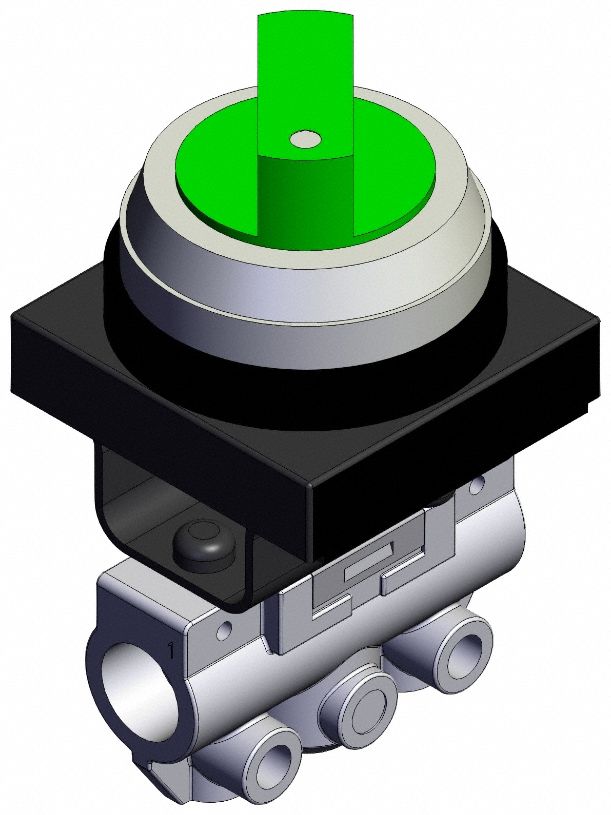 Mechanical Valve: VM100 Series, 2 Position Twist Actuator, 3 Ports, 1/8 in NPT, Side-Ported Body