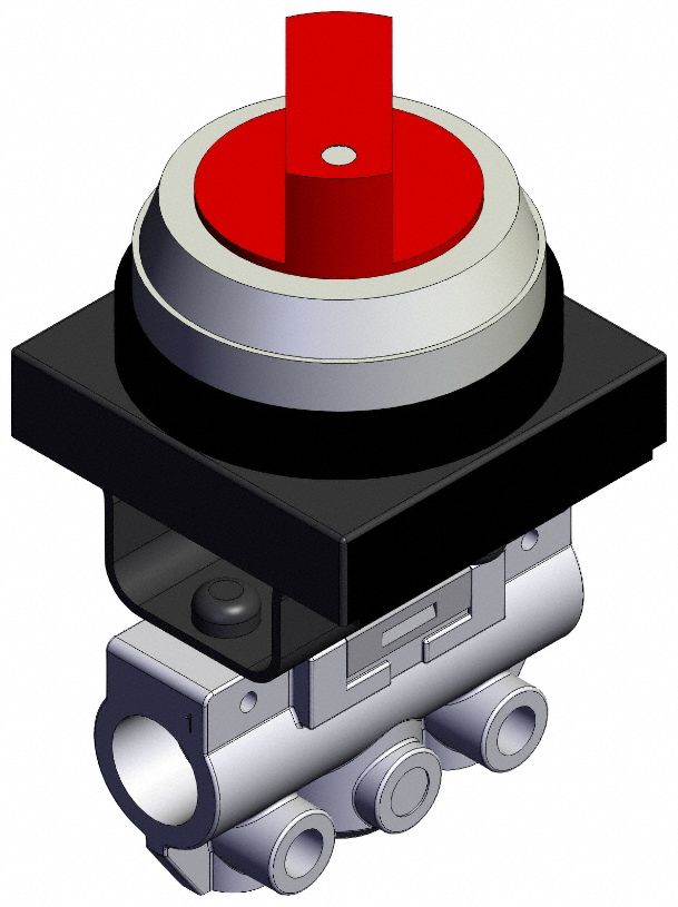 Shuttle Valve: VM100 Series, 2 Position Twist Actuator, 3 Ports, 1/8 in NPT, Side-Ported Body