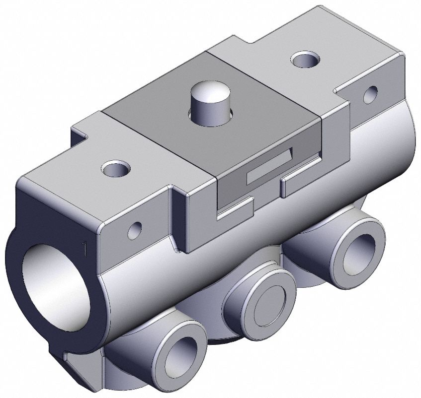 Shuttle Valve: VM100 Series, Basic Plunger Actuator, 3 Ports, 1/8 in BSPT, Side-Ported Body