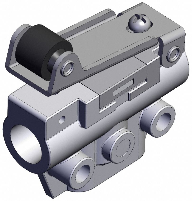 Shuttle Valve: VM100 Series, Roller Actuator, 3 Ports, M5, Bottom-Ported Body