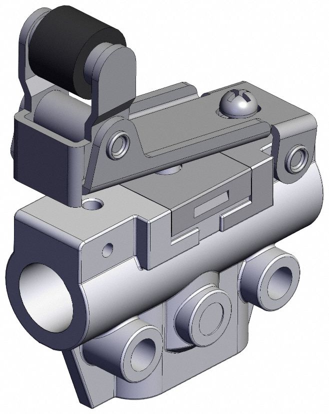 Shuttle Valve: VM100 Series, One Way Roller Actuator, 3 Ports, M5, Bottom-Ported Body