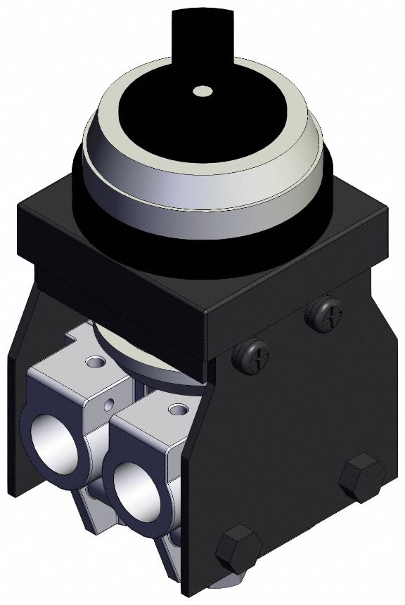 Shuttle Valve: VM100 Series, 3 Position Twist Actuator, 5 Ports, M5, Side-Ported Body