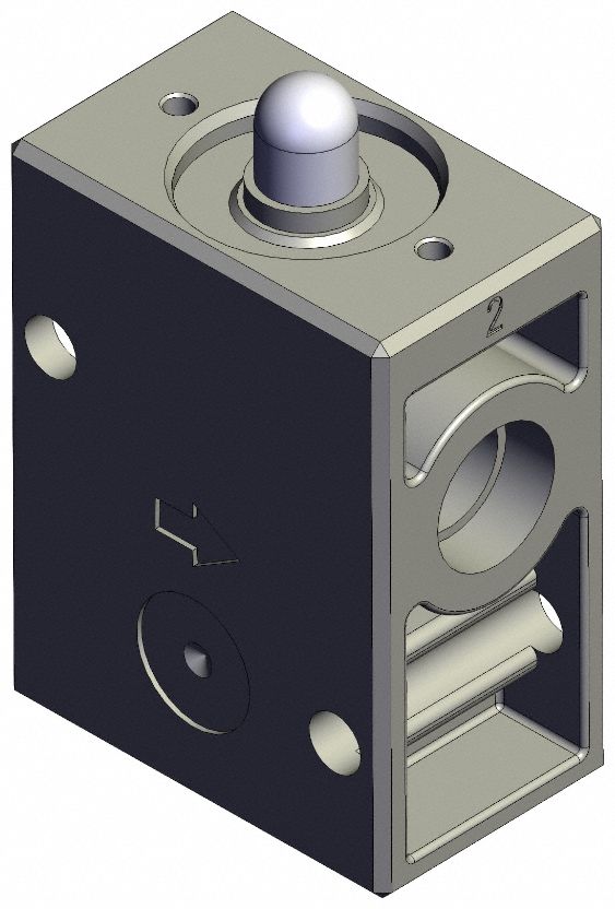 Shuttle Valve: VM200 Series, Basic Plunger Actuator, 2 Ports, 1/4 in, 1 MPa Op Pressure -  Max