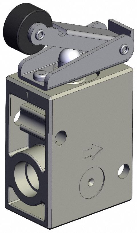 Shuttle Valve: VM200 Series, Roller Actuator, 2 Ports, 1/4 in NPT, 1 MPa Op Pressure -  Max