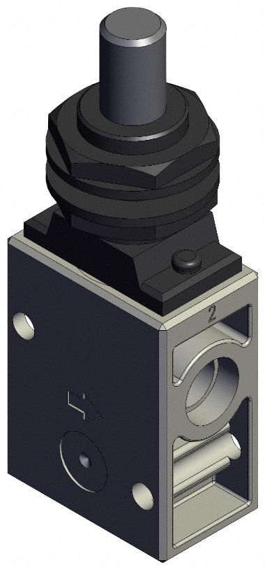 Shuttle Valve: VM200 Series, Plunger Actuator, 2 Ports, 1/4 in NPT, 1 MPa Op Pressure -  Max