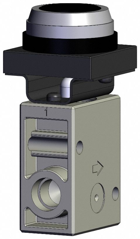 Shuttle Valve: VM200 Series, Flush Button Actuator, 2 Ports, 1/4 in NPT, 1 MPa Op Pressure -  Max
