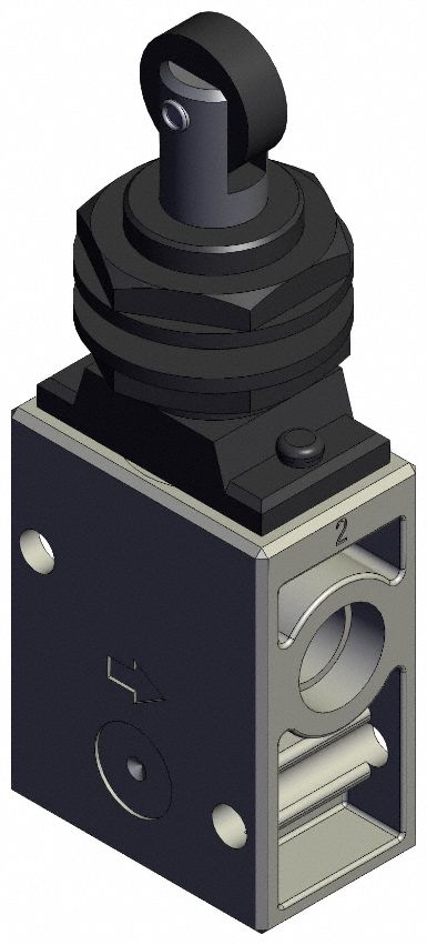 Shuttle Valve: VM200 Series, Roller Actuator, 3 Ports, 1/4 in NPT, 1 MPa Op Pressure -  Max
