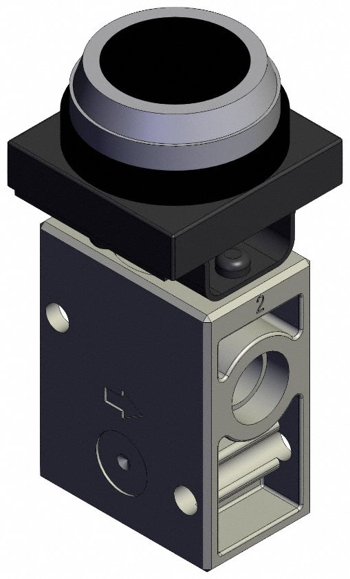 Mechanical Valve: VM200 Series, Flush Button Actuator, 3 Ports, 1/4 in NPT, 1 MPa Op Pressure -  Max