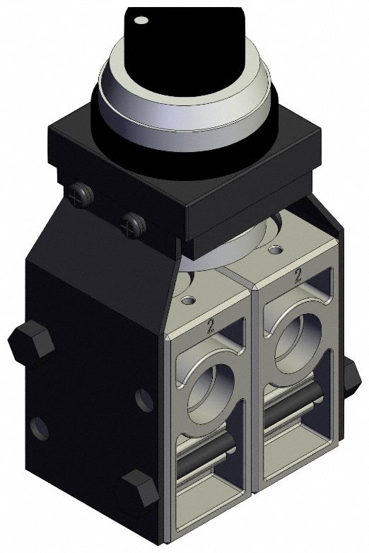 Mechanical Valve: VM200 Series, 3 Position Twist Actuator, 5 Ports, 1/4 in NPT, Black Actuator