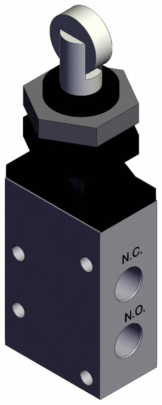 Shuttle Valve: VM400 Series, Roller Actuator, 3 Ports, 1/8 in BSPT, 1 MPa Op Pressure -  Max