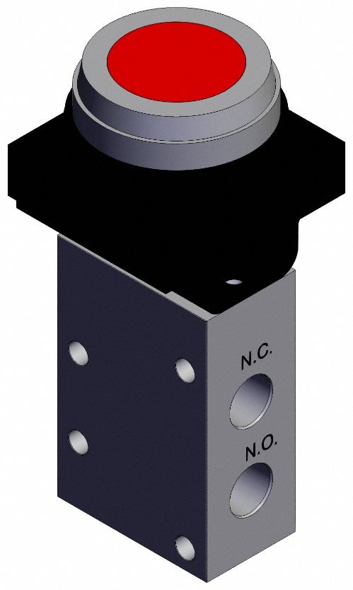 Mechanical Valve: VM400 Series, Flush Button Actuator, 3 Ports, 1/8 in NPT, 1 MPa Op Pressure -  Max