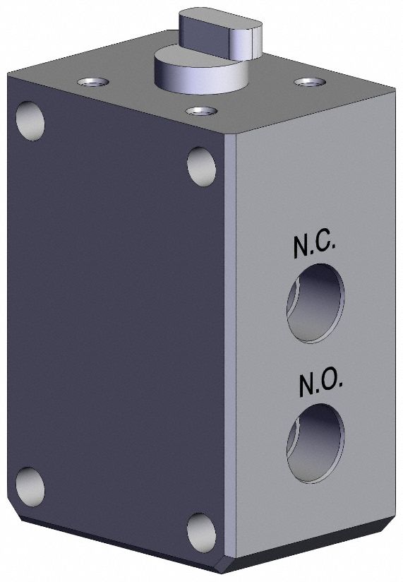 Shuttle Valve: VM800 Series, Basic Plunger Actuator, 3 Ports, 1/8 in BSPT, 1 MPa Op Pressure -  Max