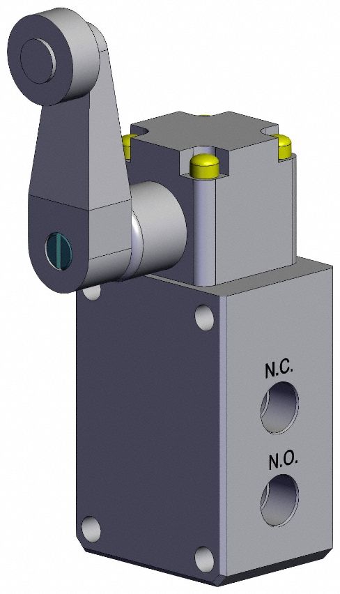 Shuttle Valve: VM800 Series, Roller Actuator, 3 Ports, 1/8 in BSPT, 1 MPa Op Pressure -  Max