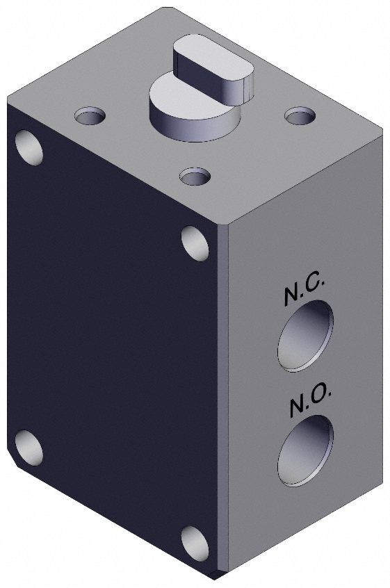 Shuttle Valve: VM800 Series, Basic Plunger Actuator, 3 Ports, 1/8 in BSPP, 1 MPa Op Pressure -  Max