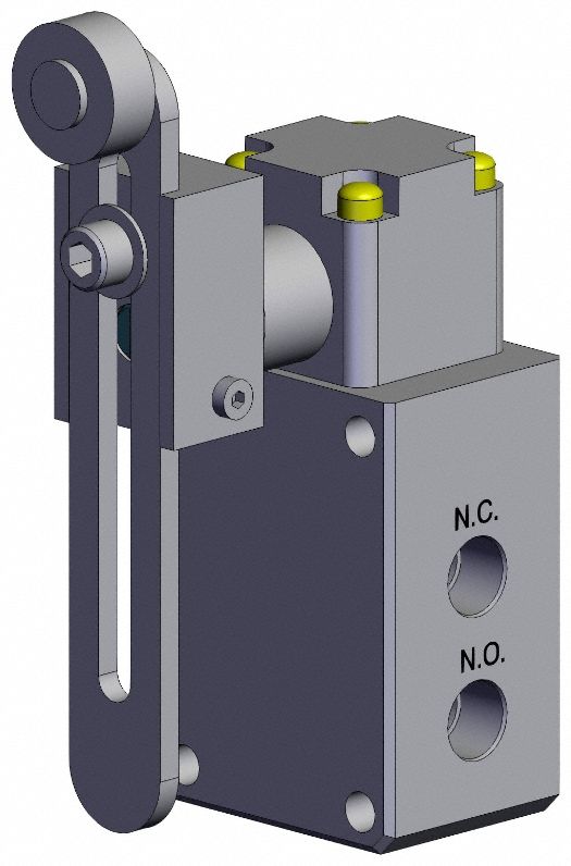 Shuttle Valve: VM800 Series, Roller Actuator, 3 Ports, 1/8 in NPT, 1 MPa Op Pressure -  Max
