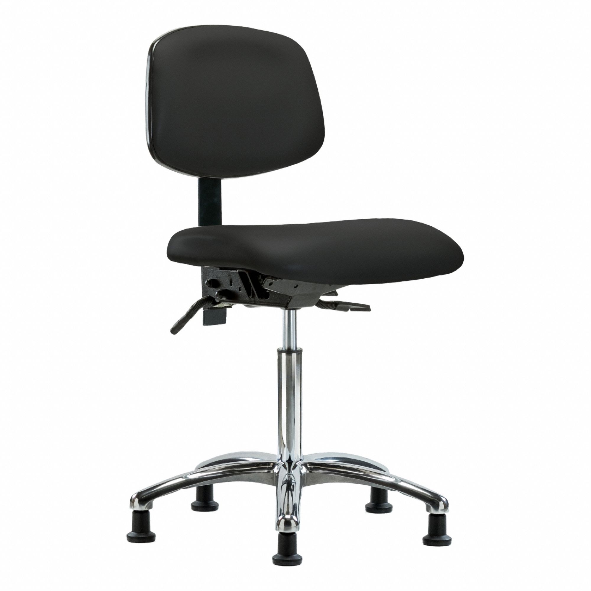 Ergonomic Chair: Vinyl, Armless, Ht Range 21 1/2 in to 29 in, 18 1/2 in Seat Wd, 17 in Seat Dp