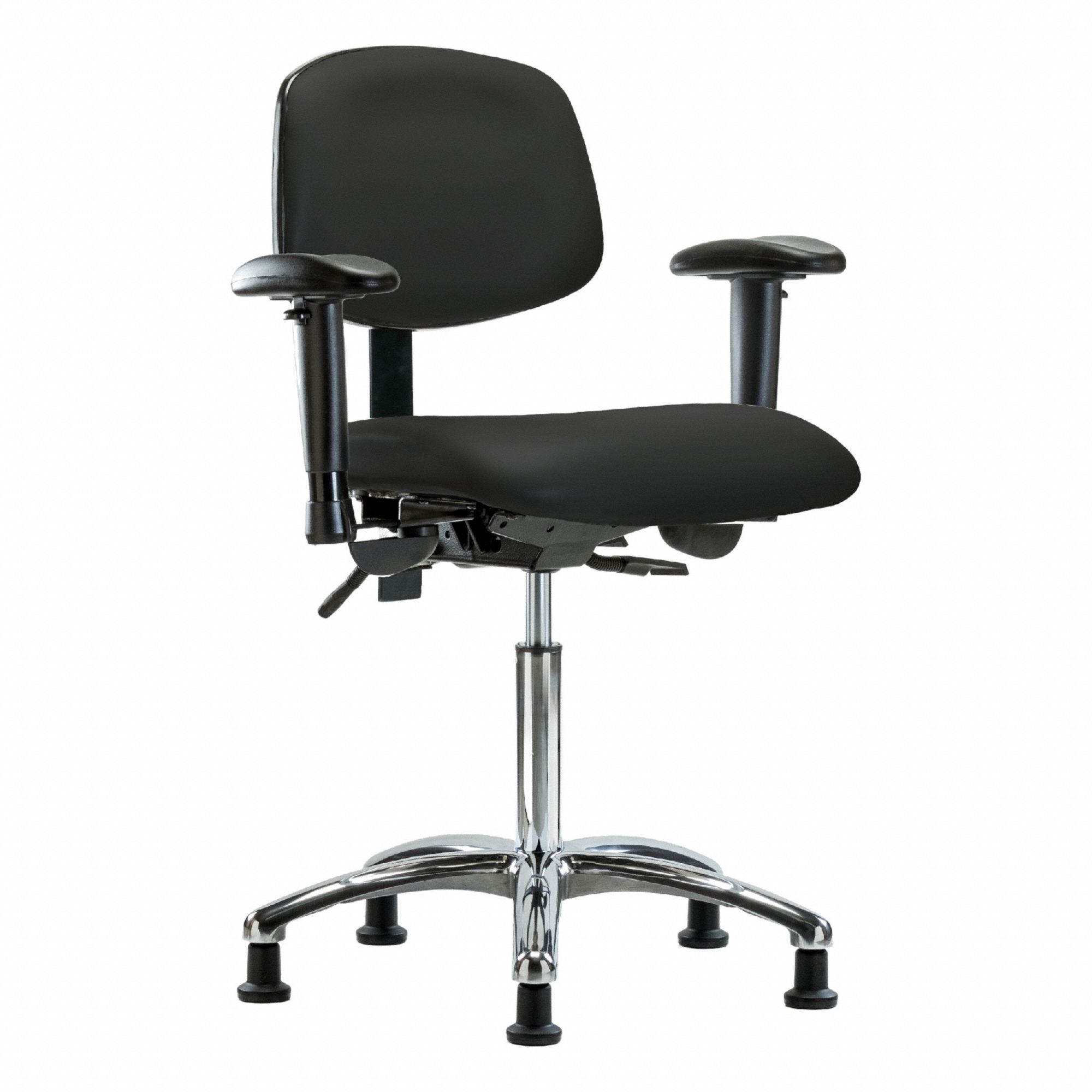 Ergonomic Chair: Vinyl, Arms Included, Ht Range 21 1/2 in to 29 in, 18 1/2 in Seat Wd, 17 in Seat Dp