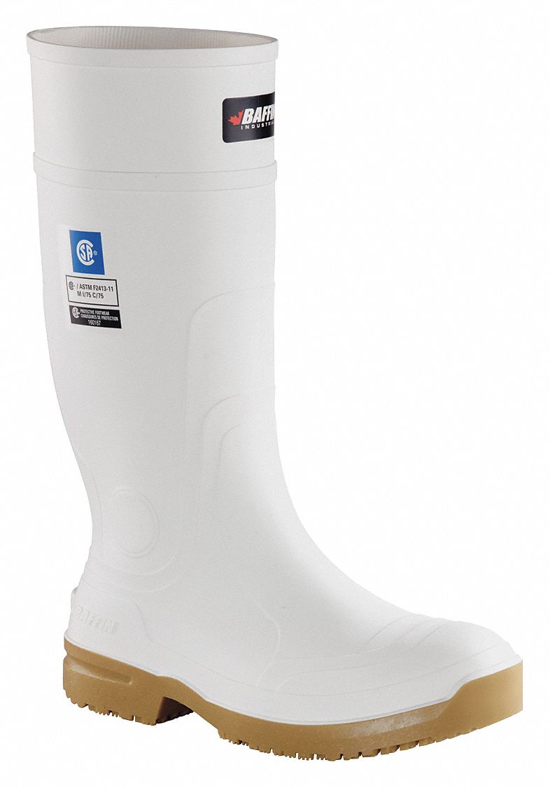 UNISEX WORK BOOTS, SZ 12, WHT/AMBER, NON-CSA, 15 IN H, AAA WIDTH, WATERPROOF, STEEL TOE