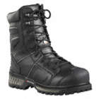 MEN'S WORK BOOTS, SZ 8, LEATHER/COMPOSITE TOE, BLK, 11 IN H, CSA/ASTM, METATARSAL GUARD