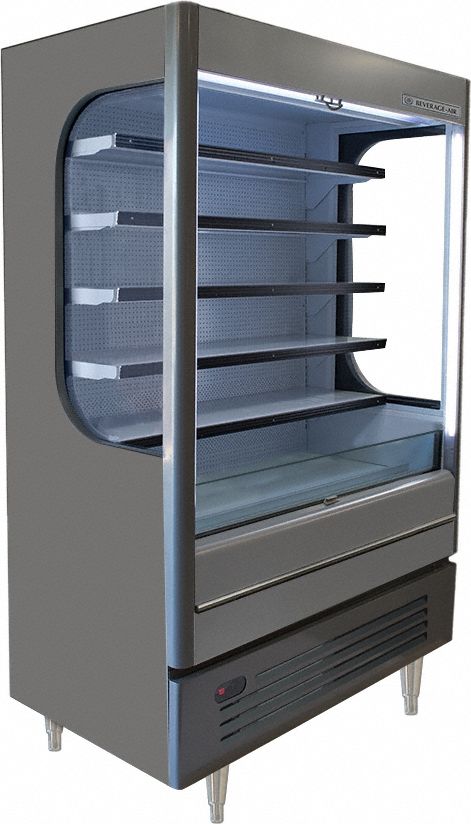 Refrigerated Merchandiser: 83 1/8 in x 52 in x 31 3/4 in, Gray, 5 Shelves, 0 Doors