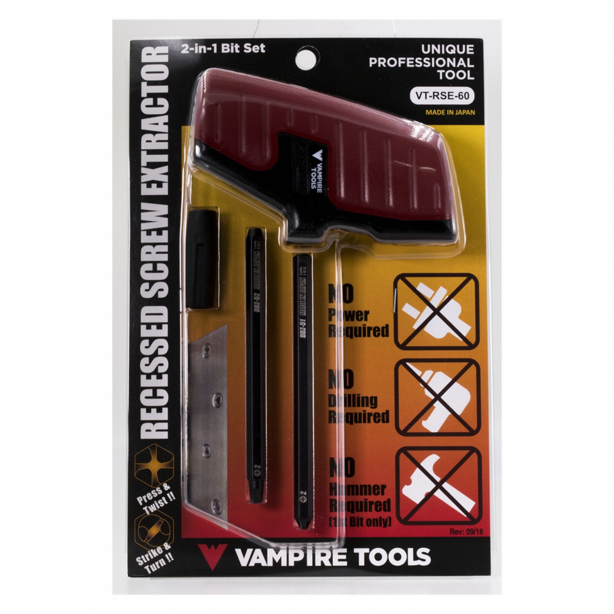 VAMPIRE TOOLS, INC., 2 Pc, Single End Extractor Bit, Screw Extractor ...
