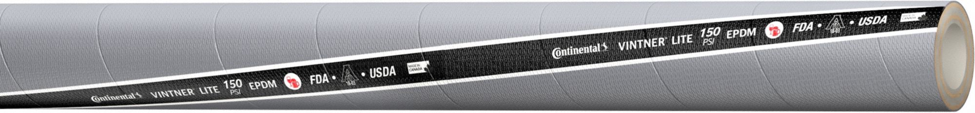 Bulk Food Grade Transfer Hose: 1 1/2 in Hose Inside Dia., Gray, 10 ft Hose Lg