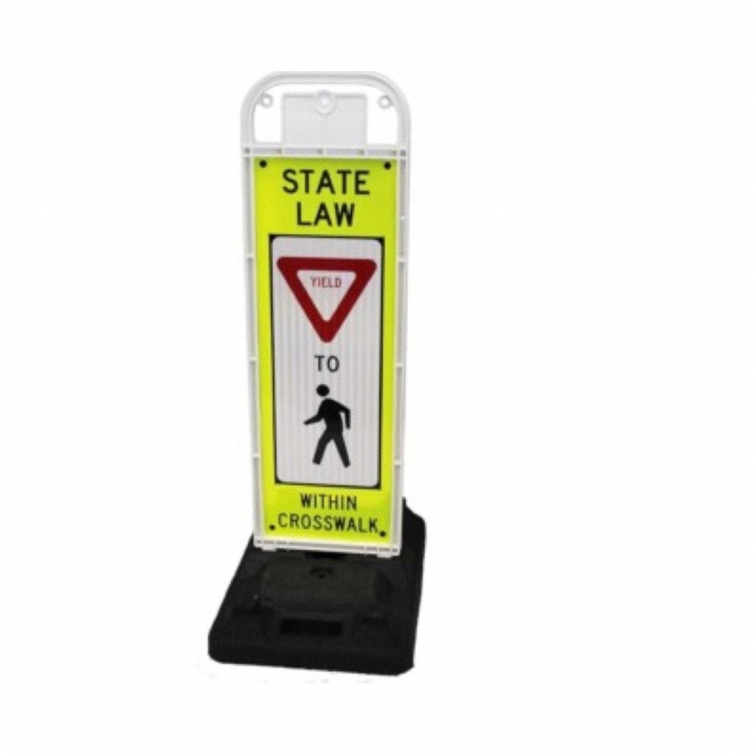 Vertical Panel Kit: MUTCD, Diamond, 48 in Ht, Grabber Top, 42 lb Wt, 14 in Dia, Rubber, Reflective