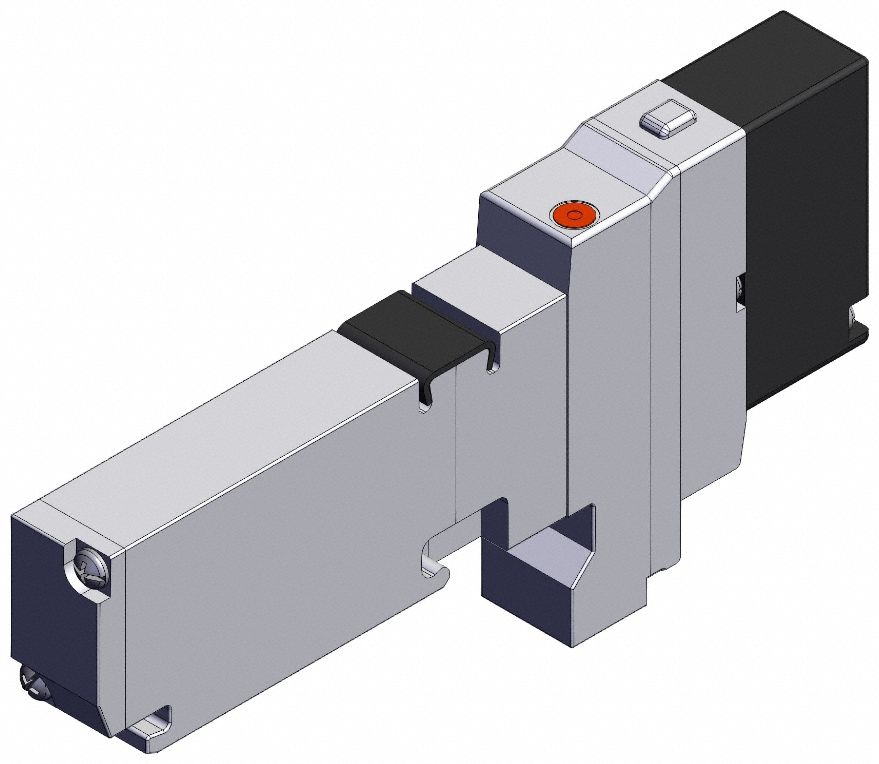 Solenoid Valve: Single Solenoid, Five-Way / Two-Position, 6.17 scfm Flow Rate - Max, Plug-In, 24V DC