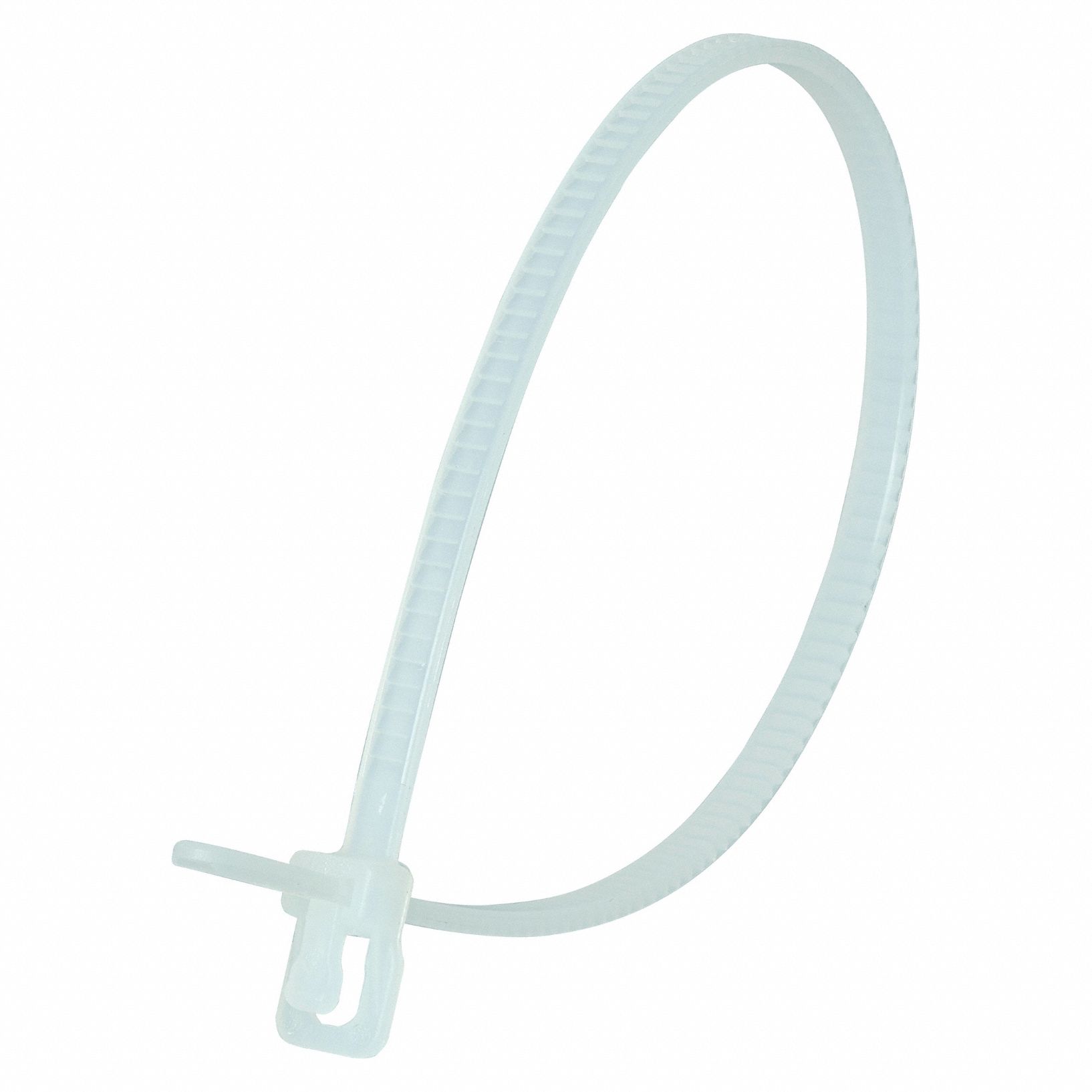 Releasable Cable Tie: Natural, 6 in Lg, Max. 1 1/2 in Bundle Dia., 18 lb Rated, 100 PK