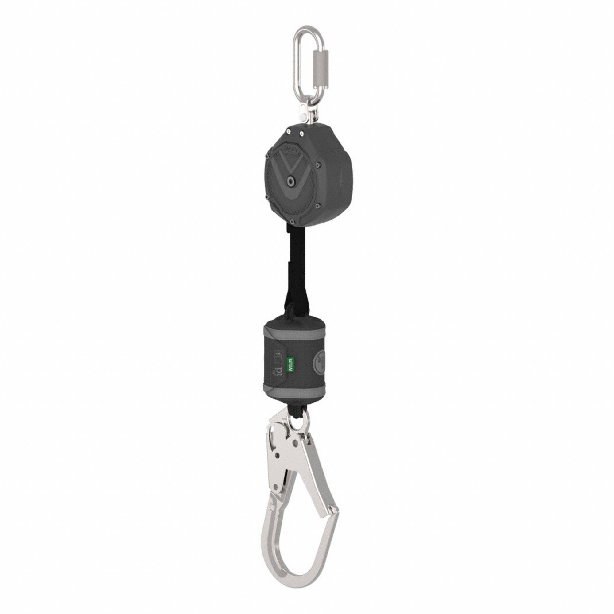 Self-Retracting Lifeline: 2 1/2 inSteel Rebar Hook Anchor, Harness Steel Carabiner
