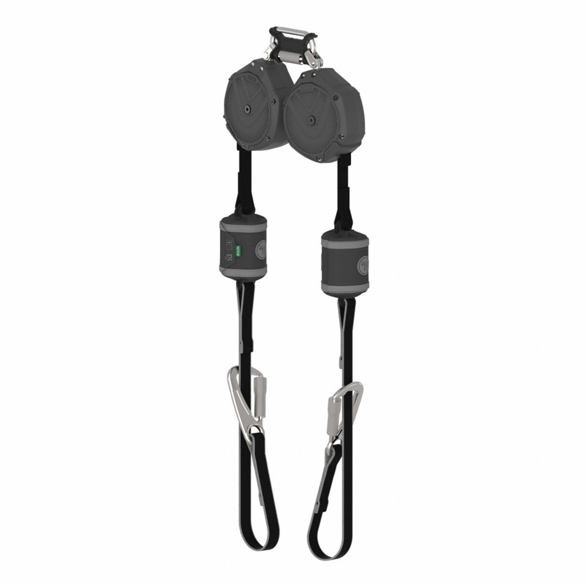 Self-Retracting Lifeline: Steel Tie-Back Anchor, Harness Aluminum Carabiner, 2 legs