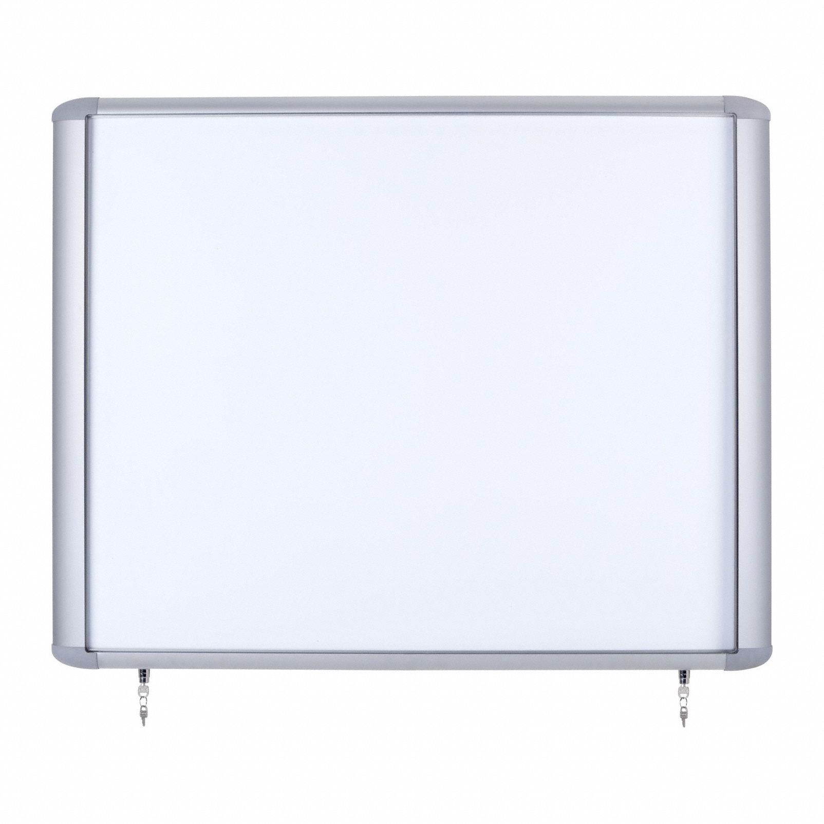 Enclosed Dry Erase Board: Swing Door, Acrylic, 47 in Overall Ht, 38 5/16 in Overall Wd