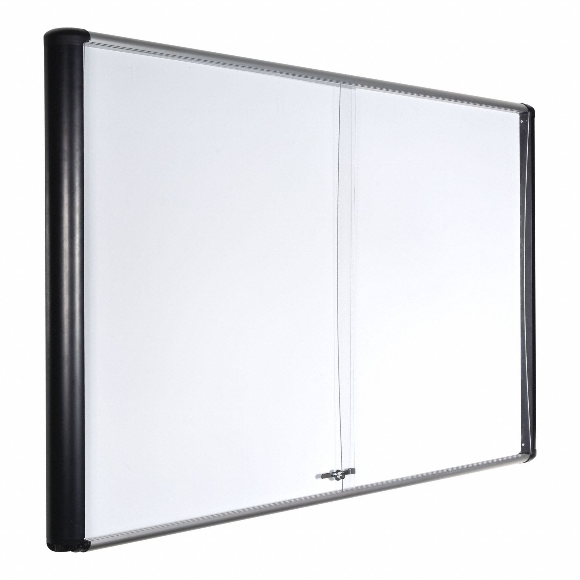 Enclosed Dry Erase Board: Sliding Door, Glass, 48 in Overall Ht, 72 in Overall Wd