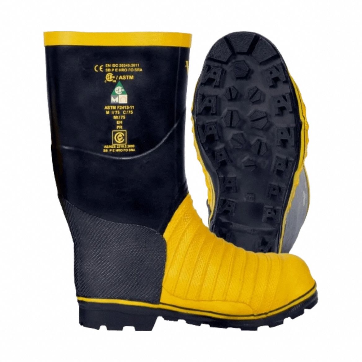 Rubber Boot: Black/Yellow,