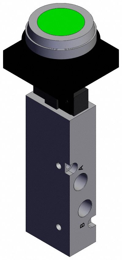 Shuttle Valve: VZM400 Series, Flush Button Actuator, 5 Ports, 1/8 in BSPT, 1 MPa Op Pressure -  Max