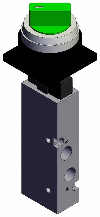 Shuttle Valve: VZM400 Series, 2 Position Twist Actuator, 5 Ports, 1/8 in BSPT, Green Actuator