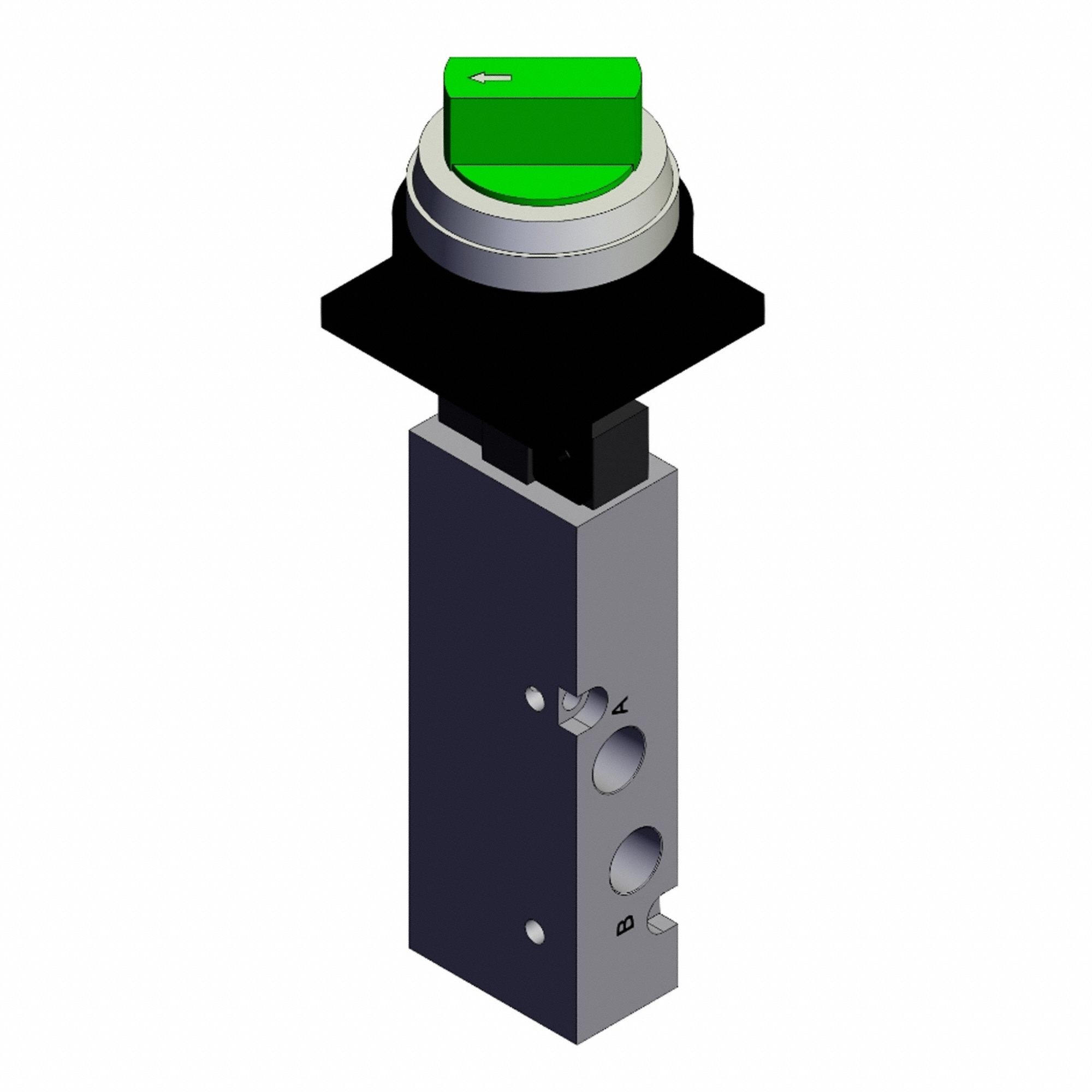 Shuttle Valve: VZM400 Series, 2 Position Twist Actuator, 5 Ports, 1/8 in NPT, Black Actuator