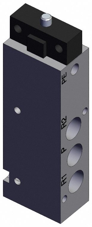 Shuttle Valve: VZM500 Series, Basic Plunger Actuator, 5 Ports, 1/8 in BSPT