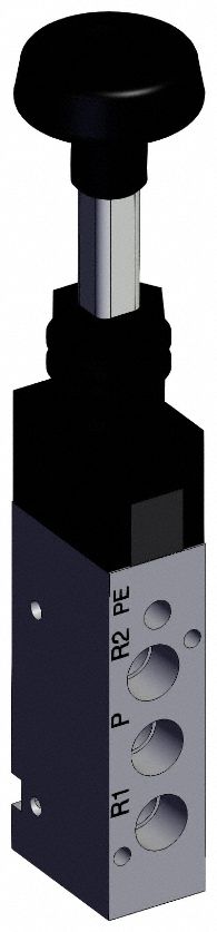 Shuttle Valve: VZM500 Series, Knob Actuator, 5 Ports, 1/8 in BSPT, 0.7 MPa Op Pressure -  Max