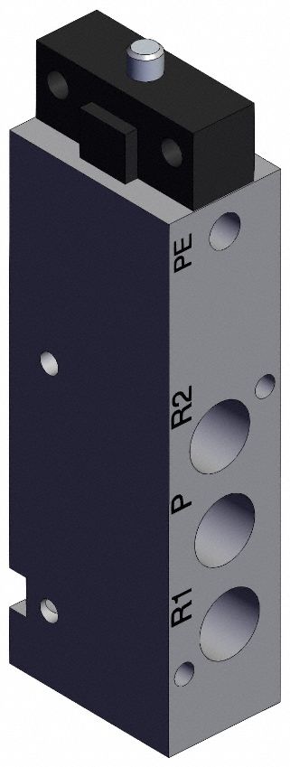 Shuttle Valve: VZM500 Series, Basic Plunger Actuator, 5 Ports, 1/8 in NPT