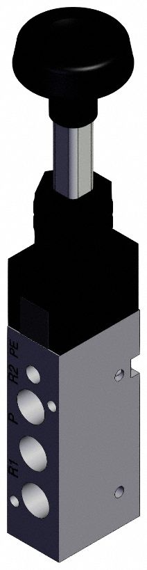 Shuttle Valve: VZM500 Series, Knob Actuator, 5 Ports, 1/8 in NPT, 0.7 MPa Op Pressure -  Max